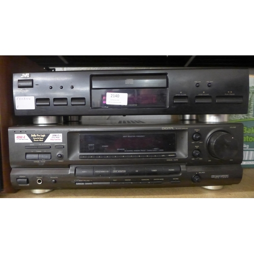 2140 - A JVC XL-V120BK compact disc player and a Technics SA-GX390 stereo receiver