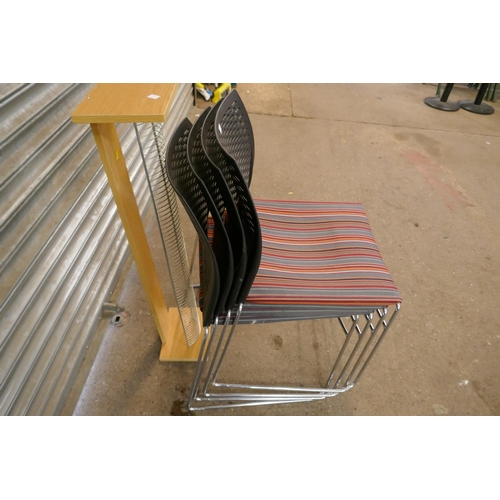 2220 - 4 Chrome and fabric chairs and CD stand (Broudstock designer)