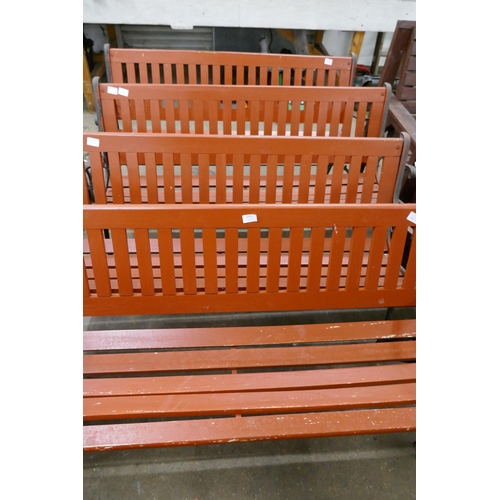 2231 - 4 Wooden benches with metal frames