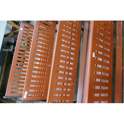 2231 - 4 Wooden benches with metal frames