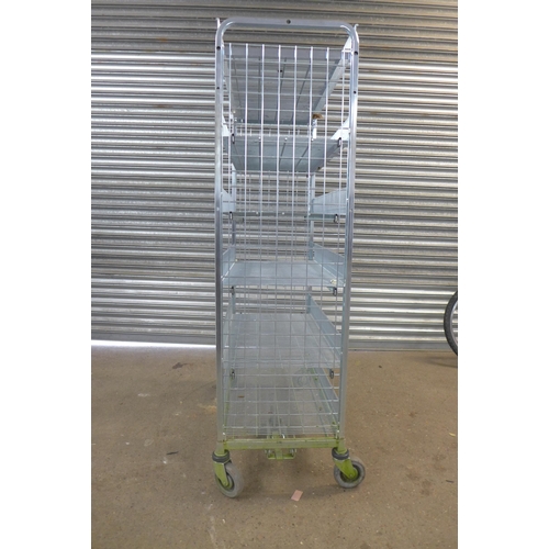 2248 - A stainless steel 4-wheeled 5-tierd catering trolley