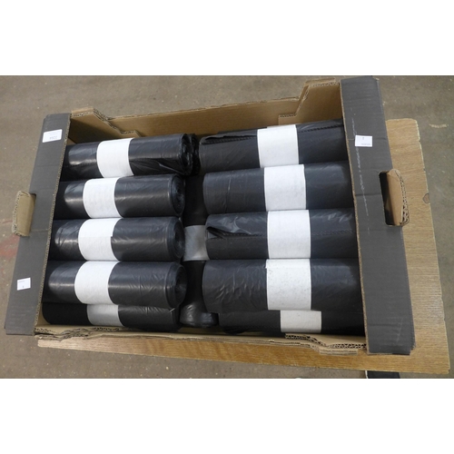 2264 - A box of approx. 15 rolls of black waste bags