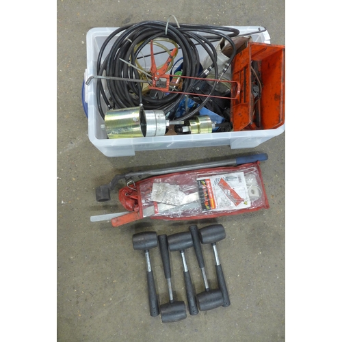 2273 - A quantity of assorted tool and parts from a service garage clearance including a CV joint puller ba... 