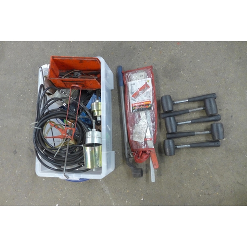 2273 - A quantity of assorted tool and parts from a service garage clearance including a CV joint puller ba... 