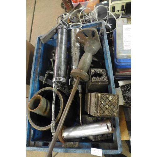 2276 - A quantity of assorted tools and components from a service garage clearance including Sealey grease ... 