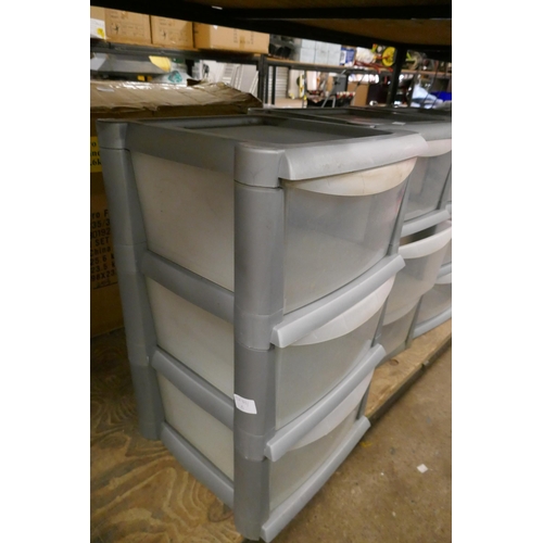 2374 - 3 Plastic 3-drawer storage containers