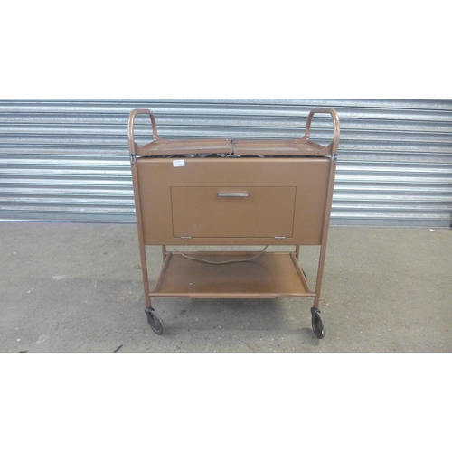 2279 - A metal hostess trolley and a small wheel wheelchair