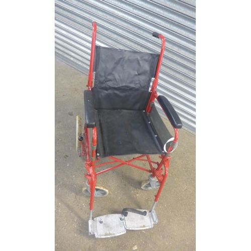 2279 - A metal hostess trolley and a small wheel wheelchair