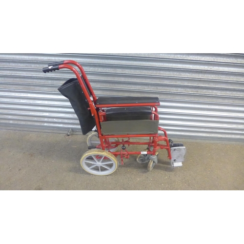 2279 - A metal hostess trolley and a small wheel wheelchair