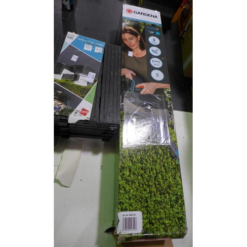 3099 - Easy Tile Cosmo Graphite Deck Tile pack, Gardena 14V Hedge Trimmer  (313-329,336)   * This lot is su... 