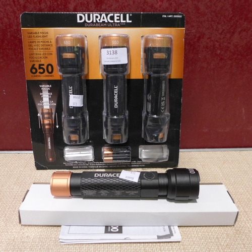 3138 - 3 Duracell 650 Lumens Flashlights and a Duracell 1000 Lumens torch   (313-307)   * This lot is subje... 