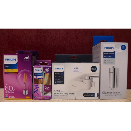 3144 - Philips LED mixed style light bulbs (R75 & E27) and Two Philips water filters - Tap and shower  * Th... 