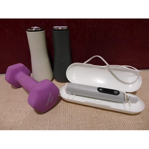 3147 - Joseph Joseph Salt & Pepper mills, 2kg dumbell, Oral B ToothBrush (device only) (313-804) *This lot ... 