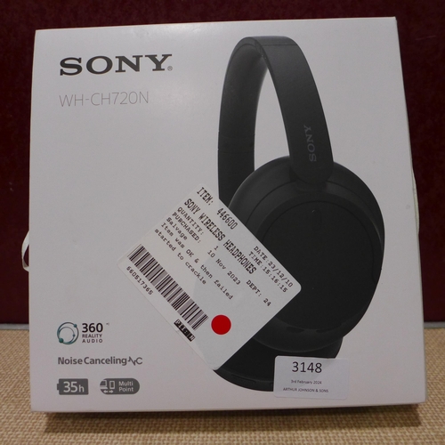 3148 - Sony Black Wireless Headphones - Model Whch720Nb   (313-412)   * This lot is subject to vat