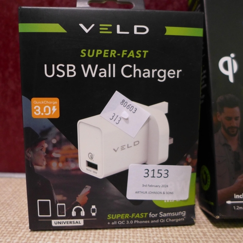 3153 - Veld fast charging Stand and USB plug  (10W/18W) (313-330) *This lot is subject to vat