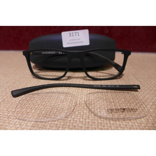 3171 - Emporio Armani Black Plastic Glasses - Damaged   (313-383)   * This lot is subject to vat