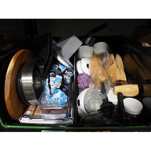 3187 - Quantity of household items including paper plates, wood floor care kit and glitter , pair of wooden... 