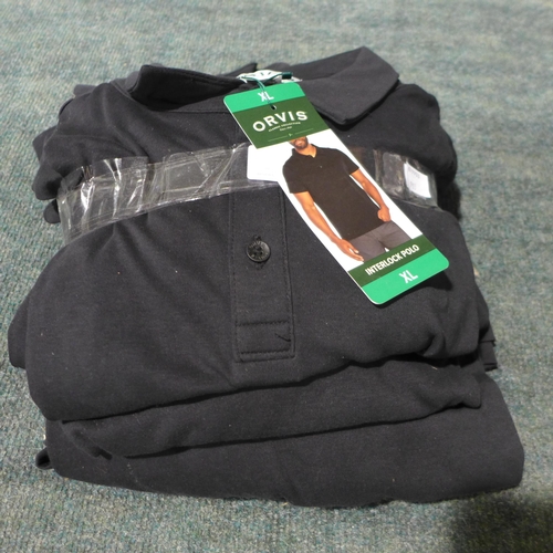 3203 - Men's Orvis black polos - size XL * this lot is subject to VAT