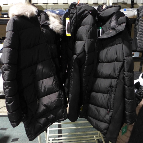 3230 - Three Women's Black Hooded Jackets incl: DKNY (various sizes). *This lot is subject to VAT