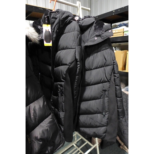 3230 - Three Women's Black Hooded Jackets incl: DKNY (various sizes). *This lot is subject to VAT