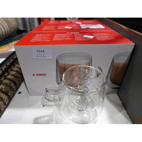 3244 - 3 Judge Double Walled Latte Glass Sets   (313-120-122)   * This lot is subject to vat