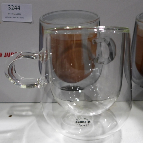 3244 - 3 Judge Double Walled Latte Glass Sets   (313-120-122)   * This lot is subject to vat