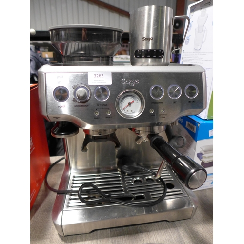 3262 - Sage Pump Coffee Machine, Original RRP £449.99 + vat      (313-102)   * This lot is subject to vat