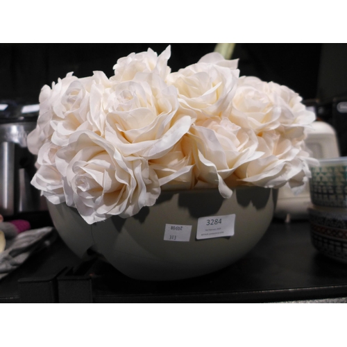 3284 - 2 Roses In Ceramic Bowls (damaged pots)      (313-267,268)   * This lot is subject to vat