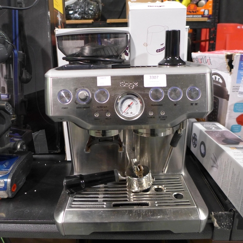 3307 - Sage Pump Coffee Machine, Original RRP £449.99 + vat     (313-72)   * This lot is subject to vat