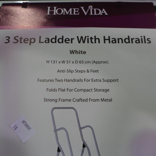 3355 - Home Vida 3 step anti slip ladder with handrails