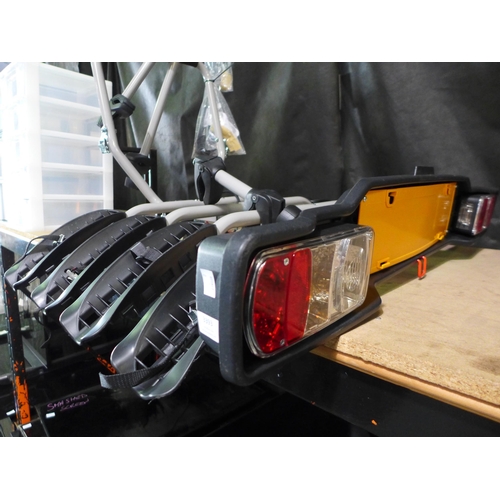 3393 - Witter 4-bicycle tow bar attachment carrier with lights (One damaged light casing)