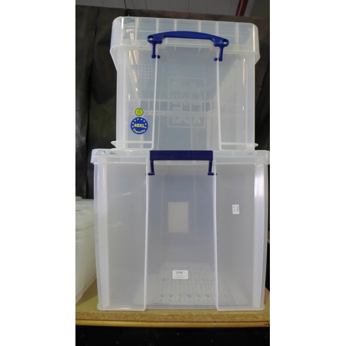 3398 - Two mixed size plastic storage containers