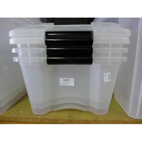 3399 - Three small plastic storage containers