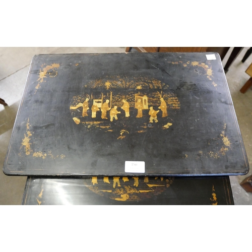 156 - A Regency black lacquered chinoiserie nest  of quartetto tables