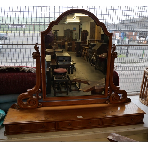 159 - A Victorian satin birch dressing table mirror