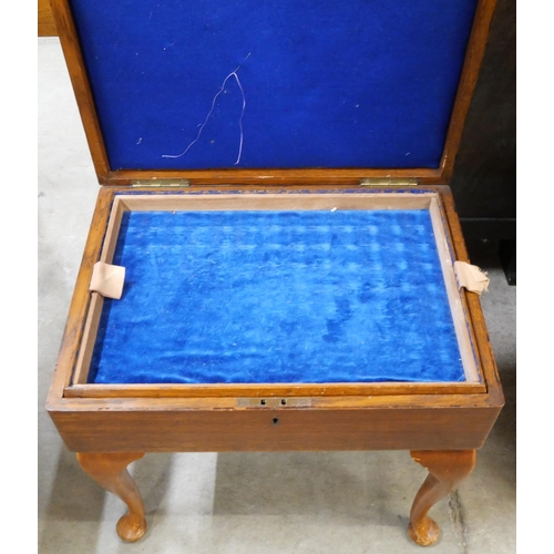 167 - A Victorian oak canteen of cutlery case on stand