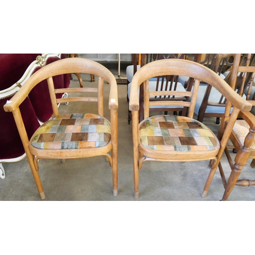 206 - A pair of beech bentwood elbow chairs