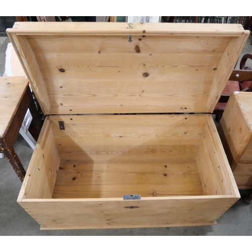 221 - A Victorian style pine domed top blanket box