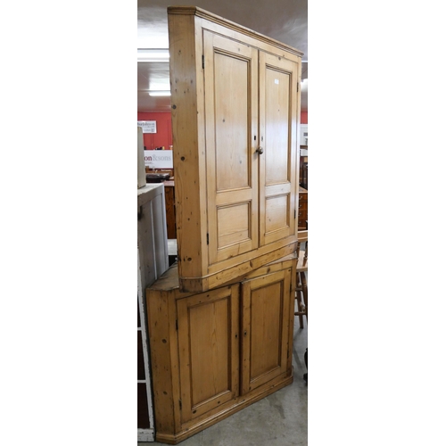 236 - A George III pine freestanding corner cupboard