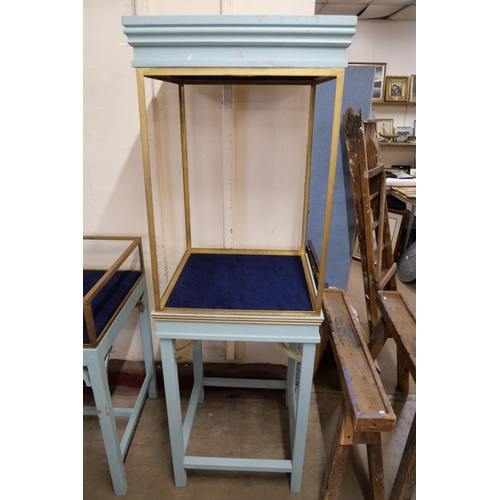 244 - Two painted pine and brass display cabinets