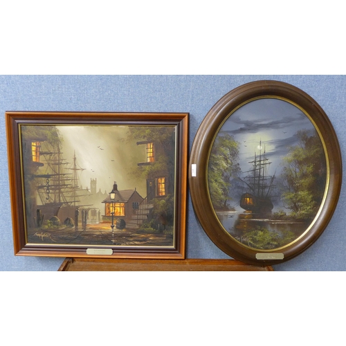 318 - Tom Gower, Frenchman's Creek and Old Dockside, oil on canvas, framed