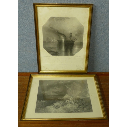 320 - Eight J.W.M. Turner prints, including The Fighting Temeraire and Snow Storm, etc.