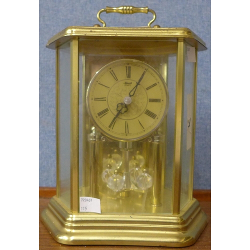 342 - A German gilt metal quartz anniversary clock