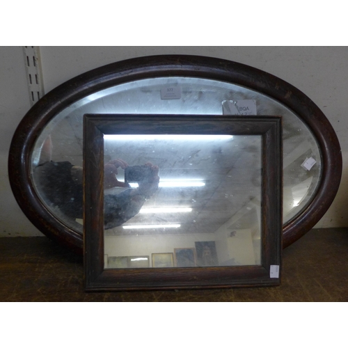 377 - Two beech framed mirrors