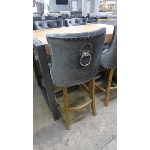 1303 - A Fire bar table and four Cuba grey velvet stools * this lot is subject to VAT