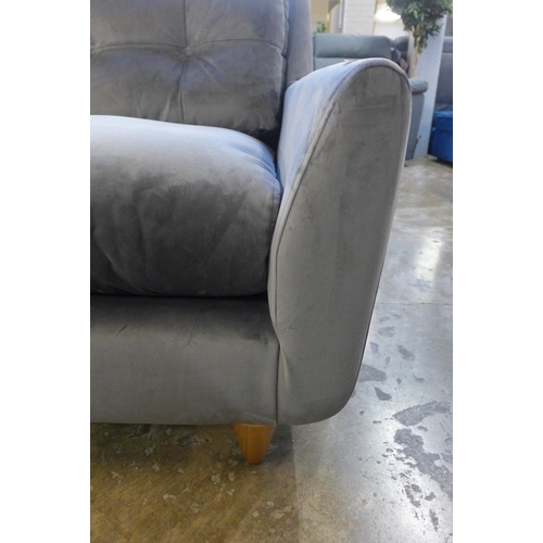 1329 - An Arsenal grey velvet upholstered button backed 2.5 seater sofa - RRP £638