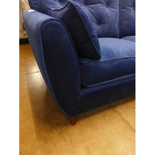 1339 - A Hoxton blue velvet three seater sofa RRP £799