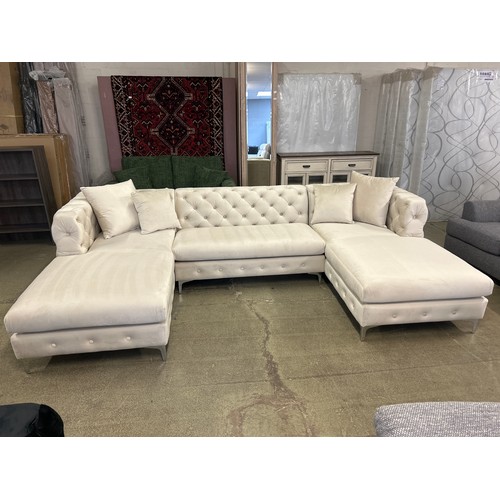 1375 - A Lario U-shaped brushed cream velvet upholstered sofa *This lot is subject to vat