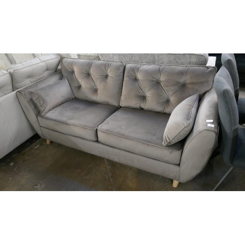 1370 - A mink Hoxton velvet three seater sofa RRP £799