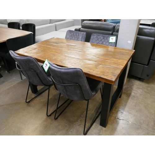 1403 - A Haryana dining table and four grey upholstered chairs * this lot is subject to VAT